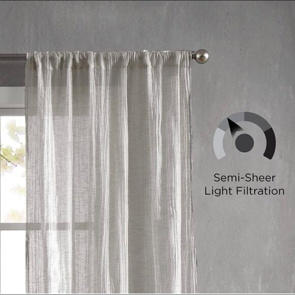 French Connection Charter Curtain Set of 2 Panels Semi Sheer  50 x 84 Linen - Picture 6 of 9